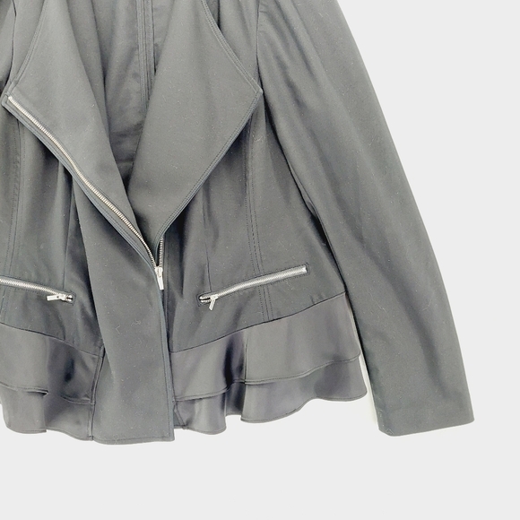 Lane Bryant Blazer Overcoat Black Zip Double Weave Stretch Blazer P6004 - Picture 3 of 7